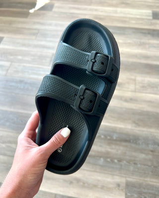 Black Rubber Slides