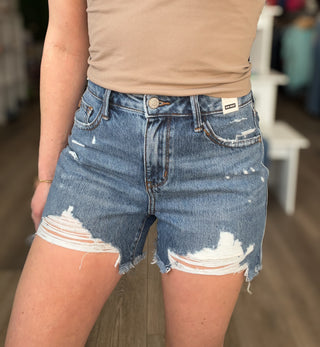 Judy Blue Samantha High Rise Rigid Magic Distressed Cutoff Shorts