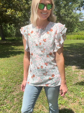 I've Got a Feeling Floral Flutter Sleeve Top