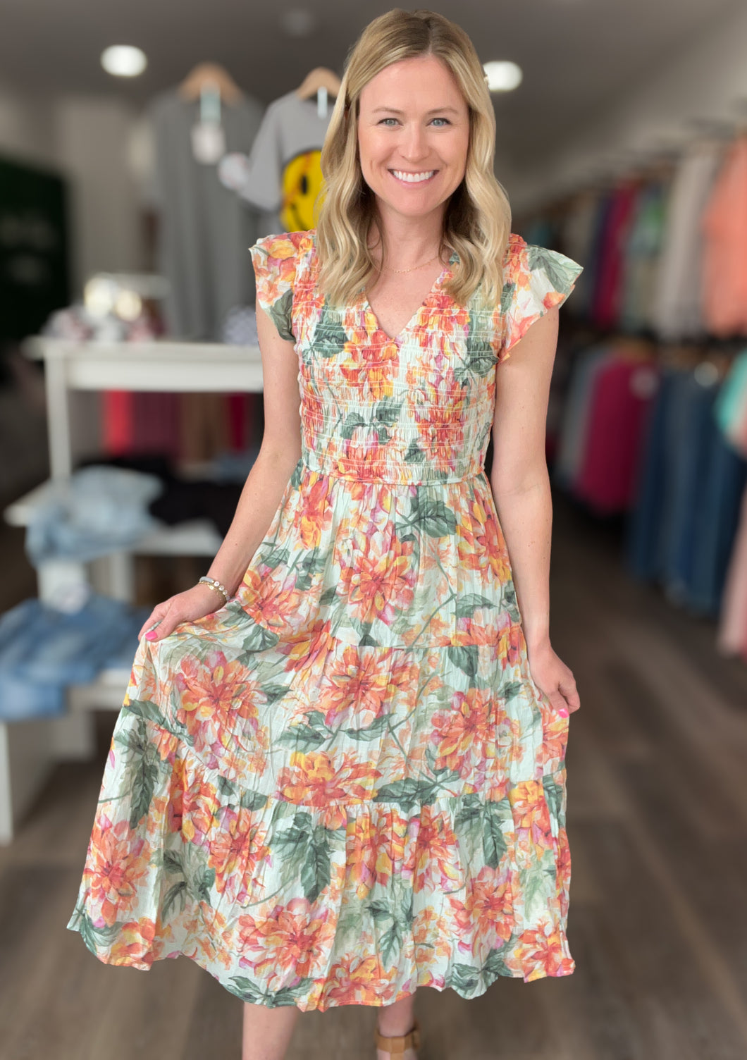 Tropic Dreams Floral Smocked Dress