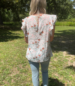 I've Got a Feeling Floral Flutter Sleeve Top