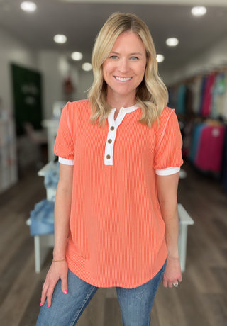 Coral Cutie Ribbed Top