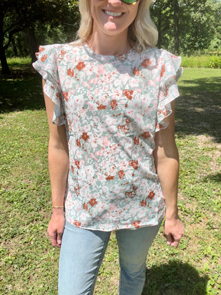 I've Got a Feeling Floral Flutter Sleeve Top