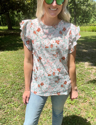 I've Got a Feeling Floral Flutter Sleeve Top