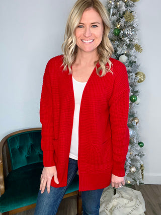 Holly Jolly Waffle Knit Cardigan