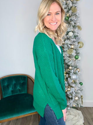 Holly Jolly Waffle Knit Cardigan