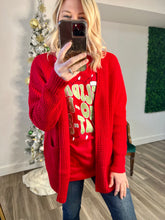 Load image into Gallery viewer, Holly Jolly Waffle Knit Cardigan
