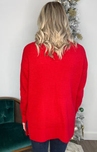 Holly Jolly Waffle Knit Cardigan