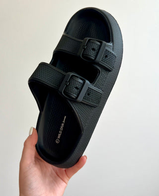 Black Rubber Slides