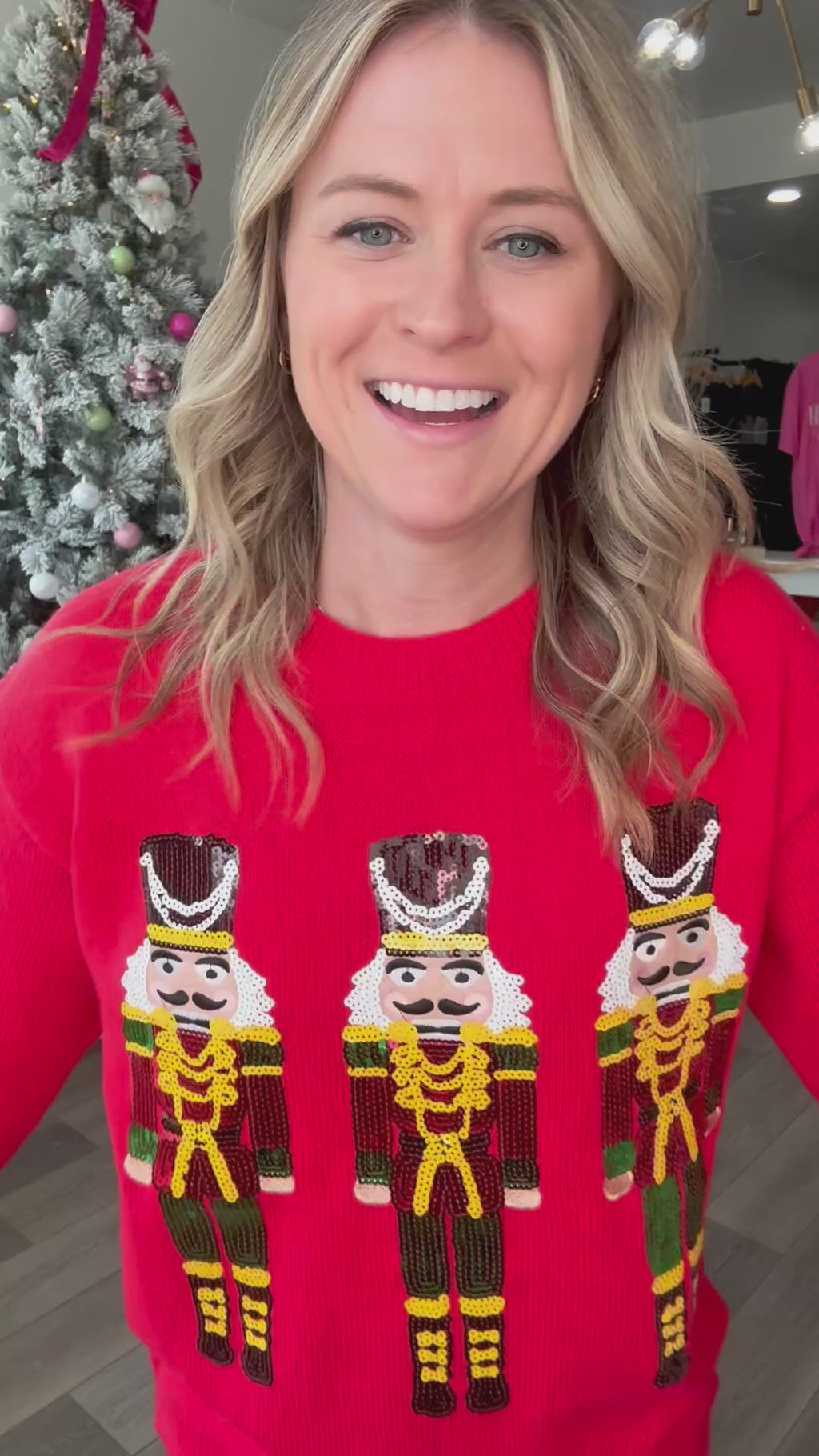 Red Sequin Nutcracker Sweater
