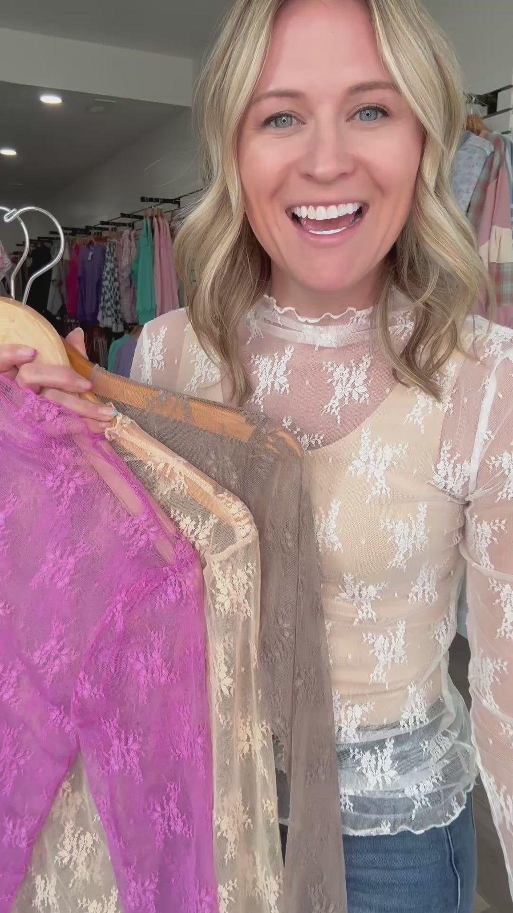 Lace Mesh Long Sleeved Layering Top