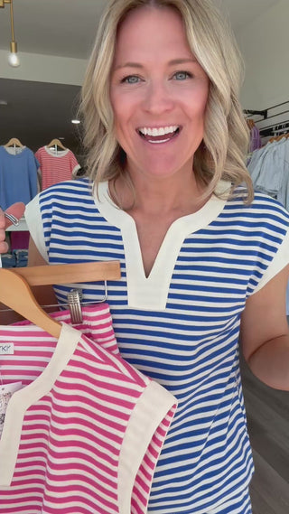 Boardwalk Breeze Striped Matching Shorts Set