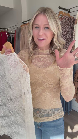 Oh So Cute Mesh Lace Long Sleeved Layering Top