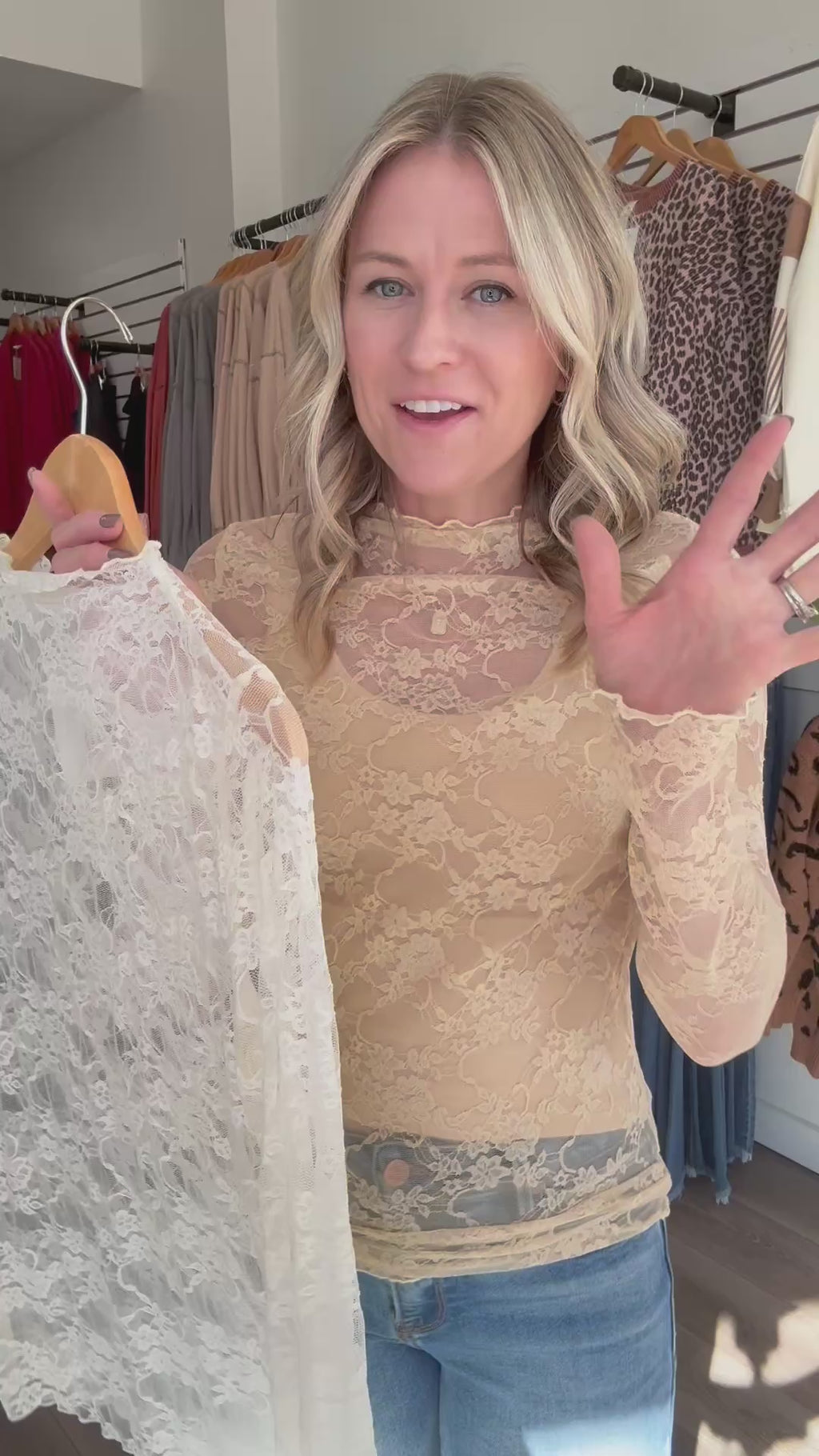 Oh So Cute Mesh Lace Long Sleeved Layering Top