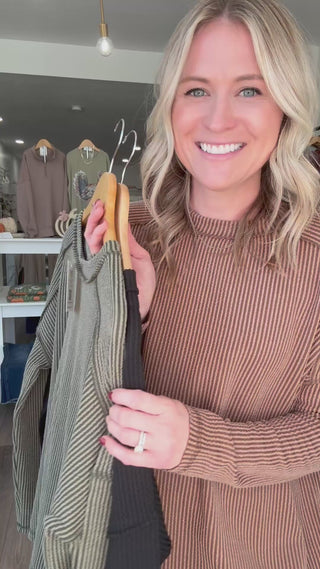 Blake Rounded Neck Ribbed Long Sleeved Top