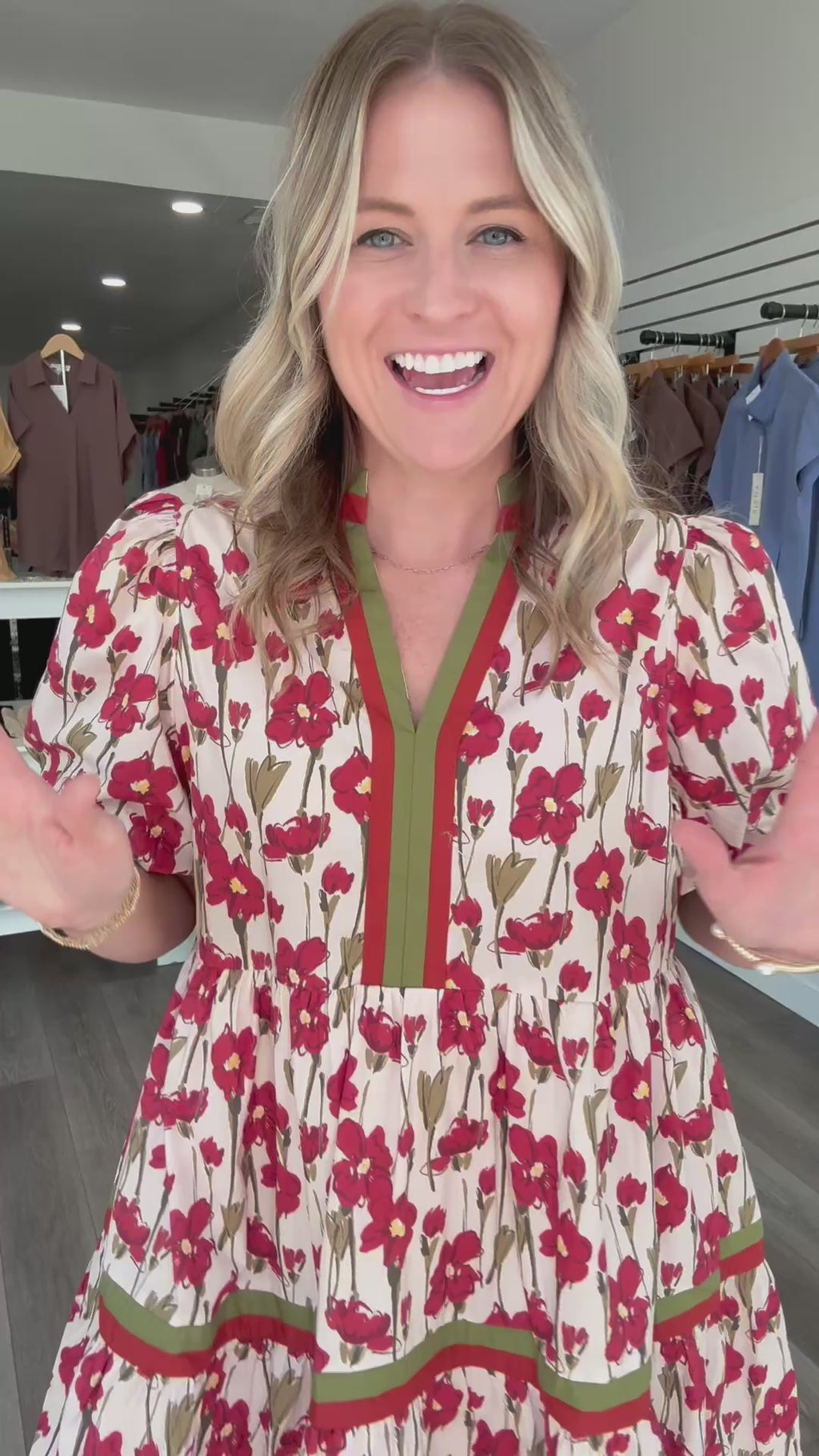 Autumn Floral Bubble Sleeved Dress Entro Brand