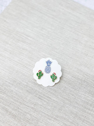 PREORDER: Christmas Cactus Signature Enamel Stud Earrings