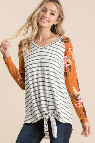 Striped Blossom Top