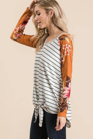 Striped Blossom Top