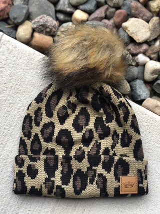 Girls' Leopard Knit Hat