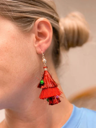 PREORDER: Christmas Tinsel Dangle Earrings in Two Colors