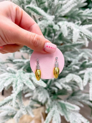 PREORDER: Christmas Light Bulb Dangle Earrings in Yellow