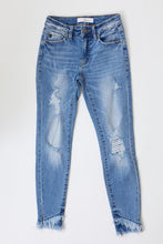 Load image into Gallery viewer, KanCan Mid Rise Distressed Skinnies
