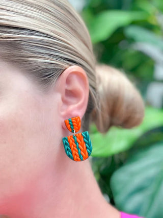 PREORDER: Red & Green Knit Clay Dangle Earrings