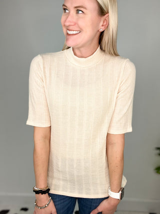 Mock Neck Beige Top