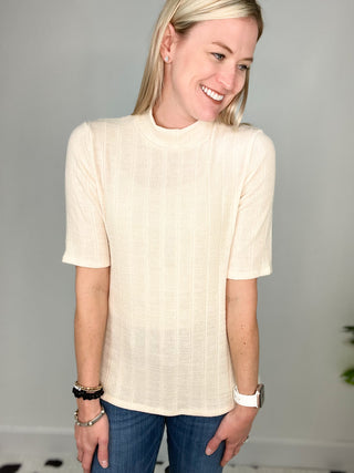 Mock Neck Beige Top