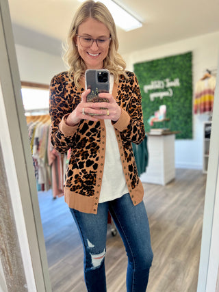 Leopard Snap Cardigan