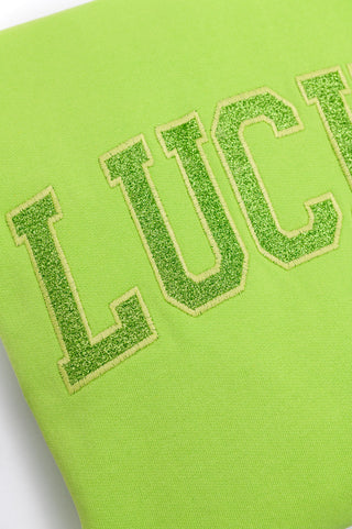 PREORDER: Embroidered Lucky Glitter Sweatshirt in Two Colors