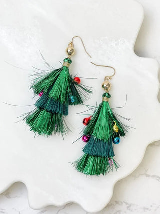 PREORDER: Christmas Tinsel Dangle Earrings in Two Colors