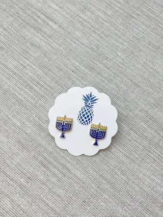 PREORDER: Menorah Signature Enamel Stud Earrings