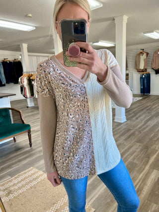 Two Faced Beige Long Sleeve Top