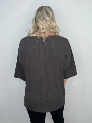 Never Forget Ribbed Dolman Sleeve Top