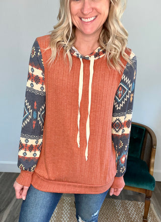 Rust & Navy Aztec Hoodie