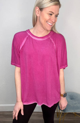 The Remix Oversized Mineral Washed T-Shirt in Magenta