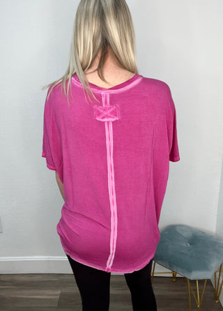 The Remix Oversized Mineral Washed T-Shirt in Magenta