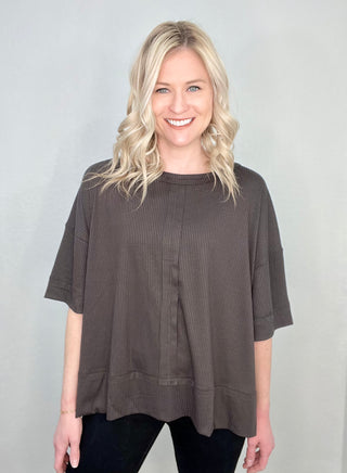 Never Forget Ribbed Dolman Sleeve Top