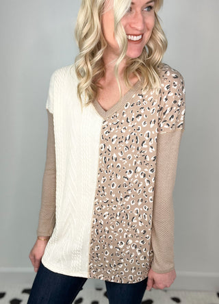 Two Faced Beige Long Sleeve Top