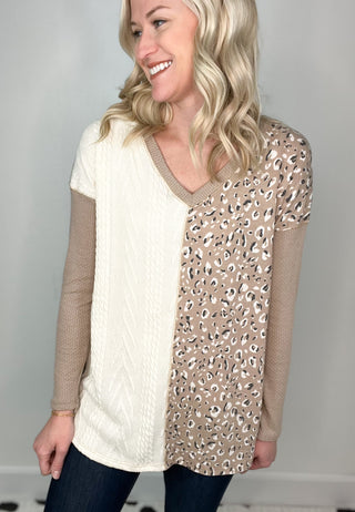 Two Faced Beige Long Sleeve Top