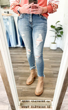 Load image into Gallery viewer, KanCan Mid Rise Distressed Skinnies
