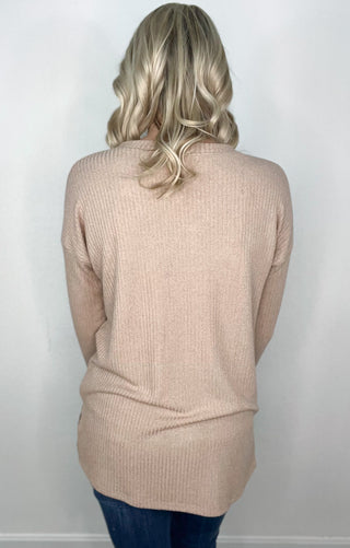 Solid Ribbed Beige Top