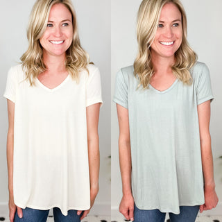 Ribbed V Neck Top