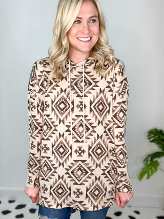 Taupe Aztec Hoodie