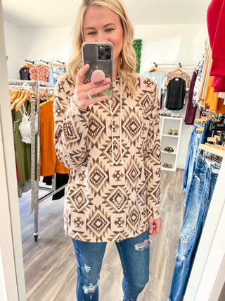 Taupe Aztec Hoodie