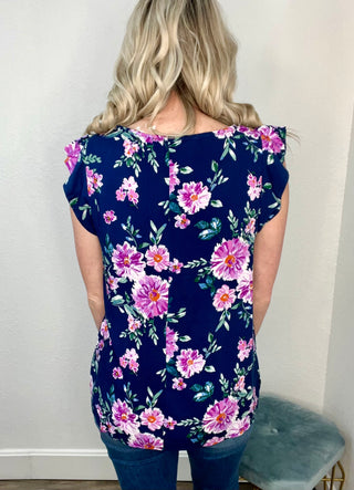 Crowd Charmer Floral Cap Sleeve Blouse